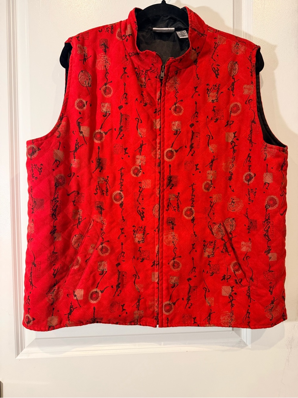 Chico's Red Quilted Patterned Sleeveless Vest